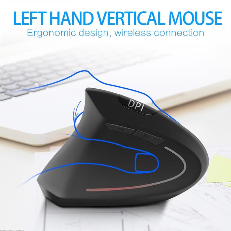 Mouse Óptico Ergonômico Sem Fio Com 2.4g / Esquerdo / Mão Esquerda