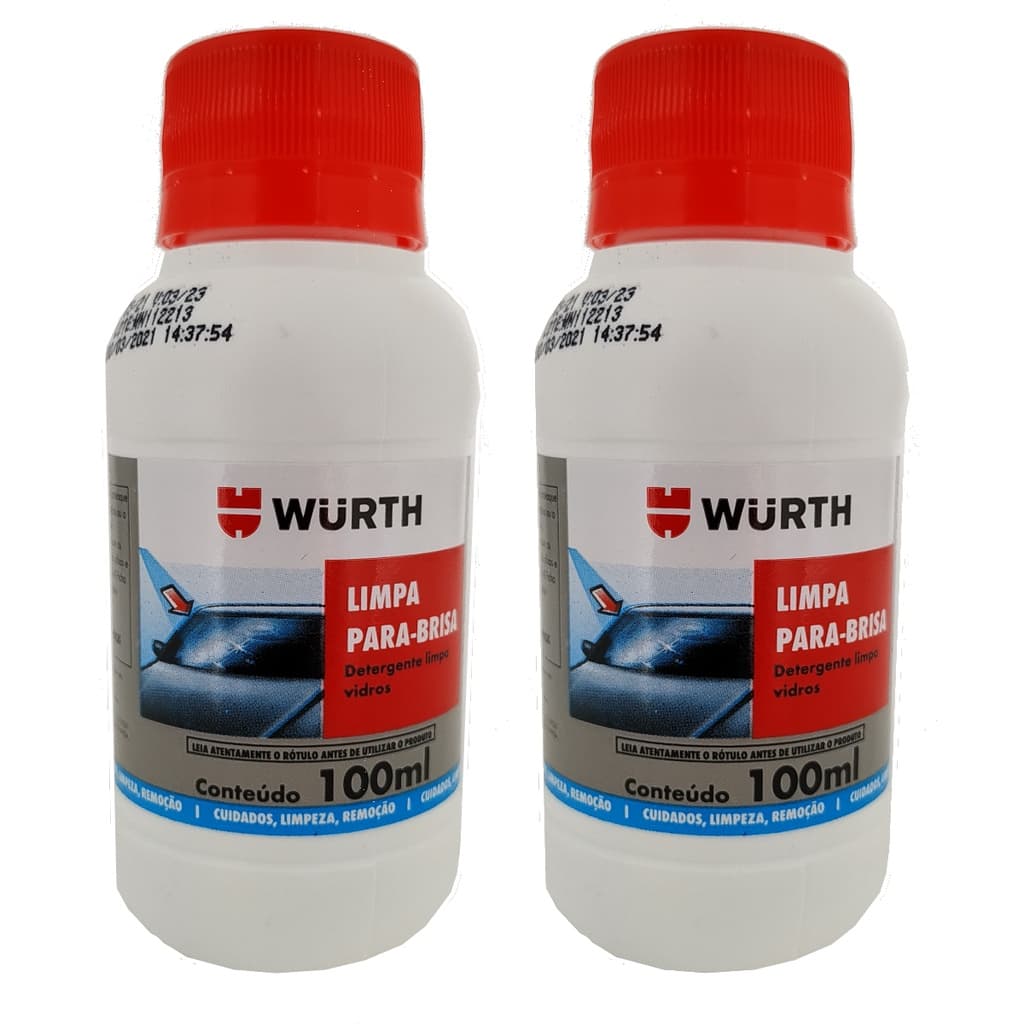 Kit 2 Limpa Parabrisa Wurth 100ml Fluido Detergente Liquido Limpeza de Vidro Carro Automotivo