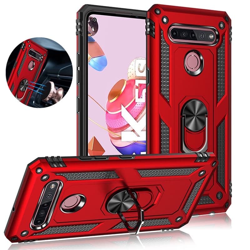 Capa Armadura Anti-Impacto Com Suporte De Anel Para Carro LG K40/K40S/K50/K50S/K51/K51S/Q51/Q60/Q61/K61/Q630/K12 +