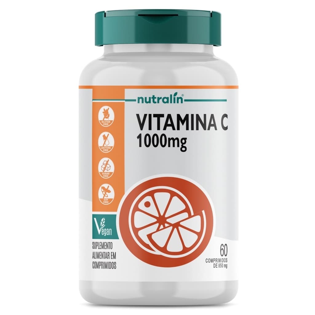 Vitamina C 1000mg Acido Ascórbico 60 Comprimidos Vegano