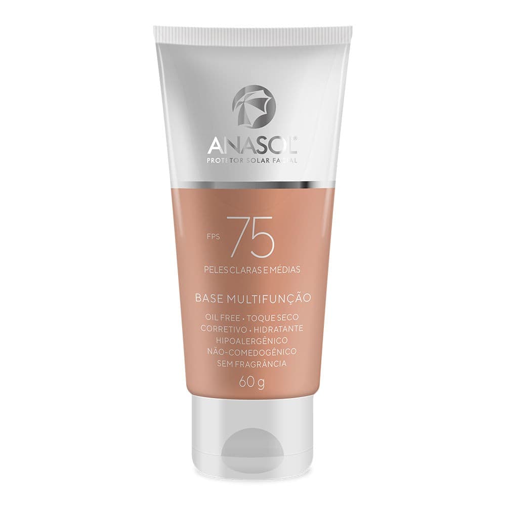 Anasol Protetor Solar Facial Base Multifunção Clara e Média FPS 75  60 g - Vegano