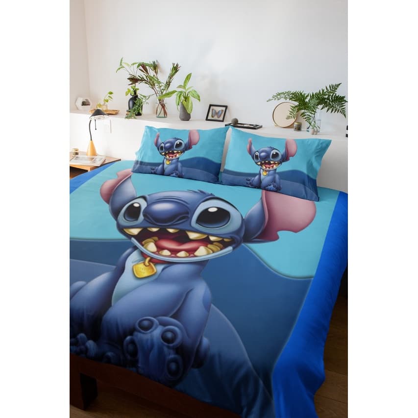 Lençol Lilo Stitch Jogo De Cama Casal Solteiro Queen ou King