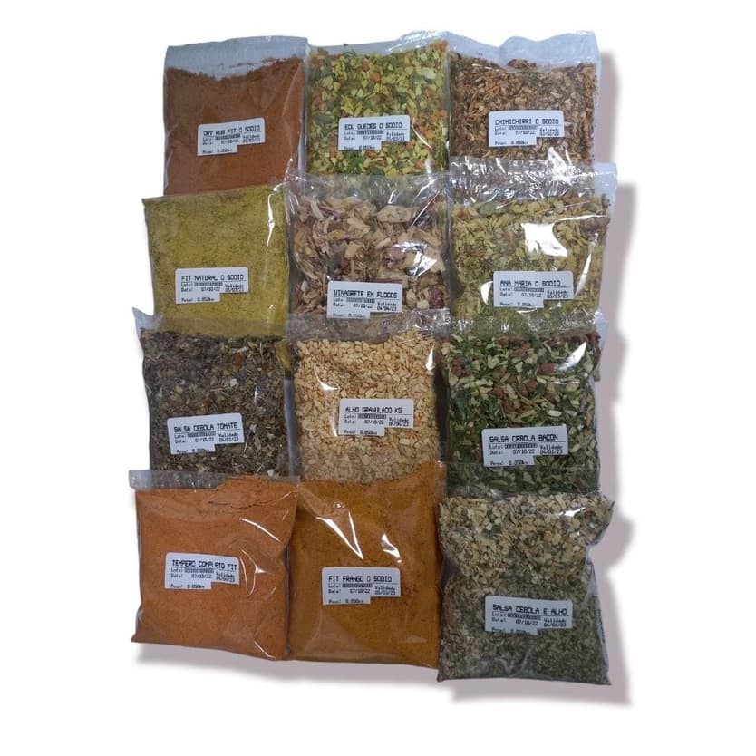 Kit de Temperos Livres de Sódio/Fit 600g - com 12 temperos selecionados!