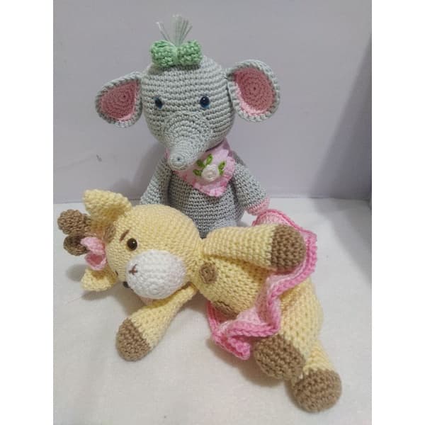 kit 2 safari   crochê amigurumi (20 cm)