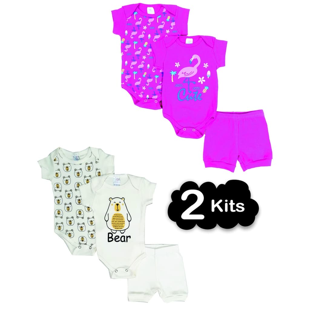 Kit 6 Peças Roupa De Bebe Body Menina Ou Menino Verão 3500