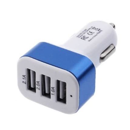 Carregador Veicular 3 Portas Usb 2.1A Indicador Led Universal De Carregamento Rápido