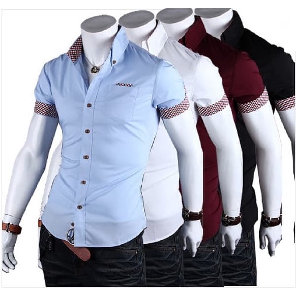 Camisa Social Premium Slim Manga Curta Estilo Noruega