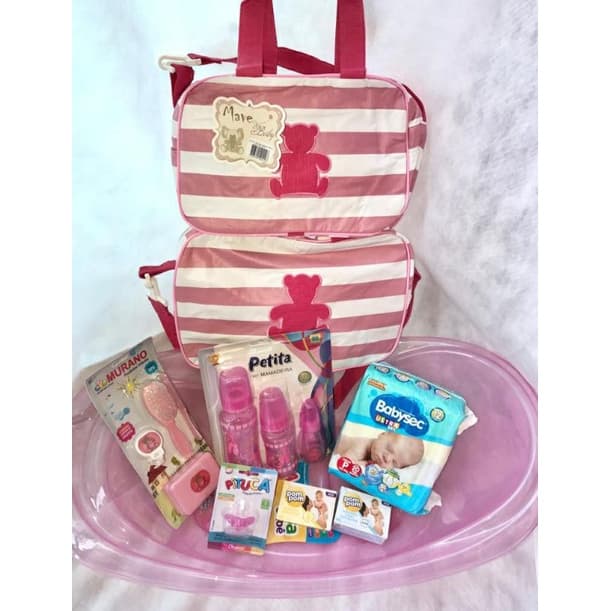 Kit Banheira Adoleta 20 Litros + Bolsa Maternidade E Produtos De Bebê