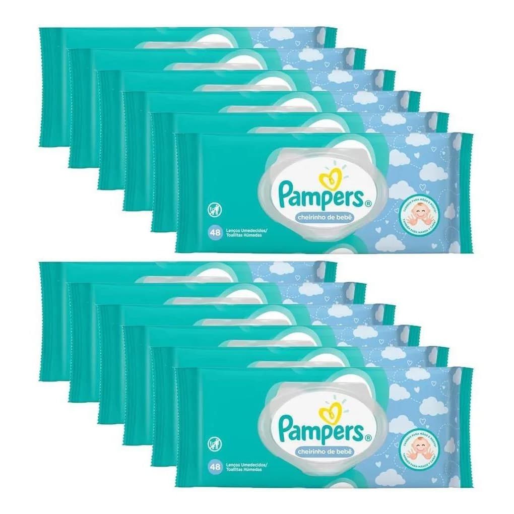 Kit Com 12 Toalhinhas Umedecidas Pampers Regular C/ 48