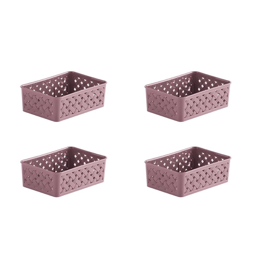 Kit Com 4 Cestos Organizador Armario Cozinha Rose Multiuso