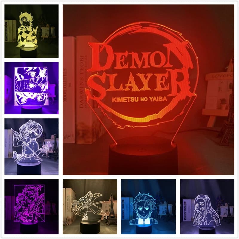Demon Slayer Decoração Luminária LED 3D Noturna Presente e Decoração
