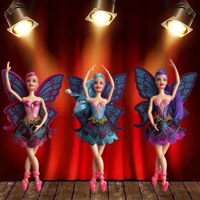 Boneca Fada Bailarina Com Asas Ballet Articulada 30cm
