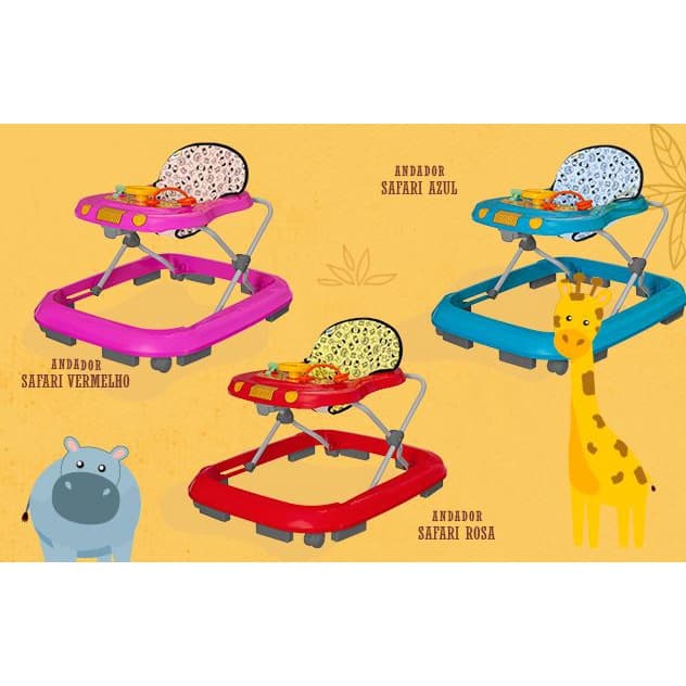 Andador para Bebê Menino Menina Musical Azul e Rosa Safari Tutti Baby Envio Rápido