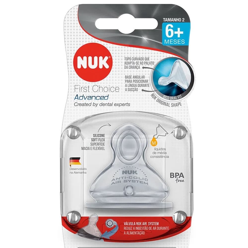 Bico de Mamadeira Nuk First Choice Advanced Média Consistência Tamanho 2