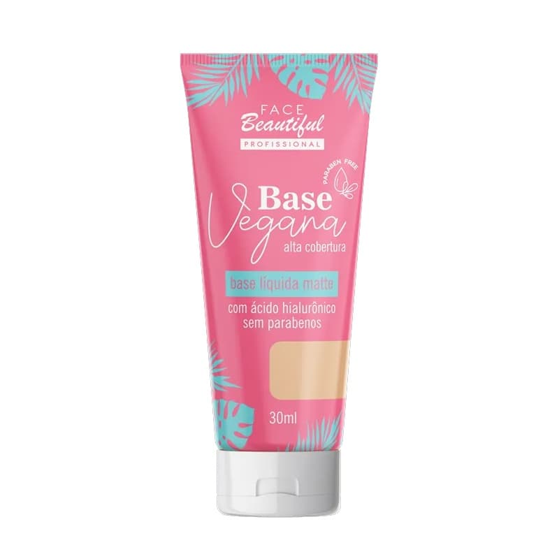 Base Líquida Matte Vegana Alta Cobertura Face Beautiful 30ml