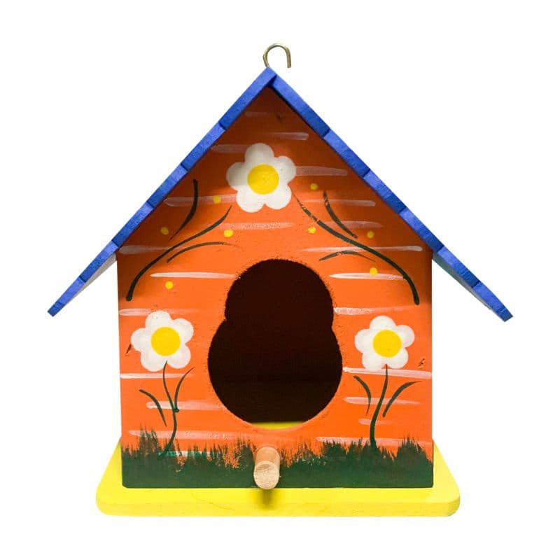 Casinha Laranja Mod 1 p/ pássaro em Mdf pintura à mão