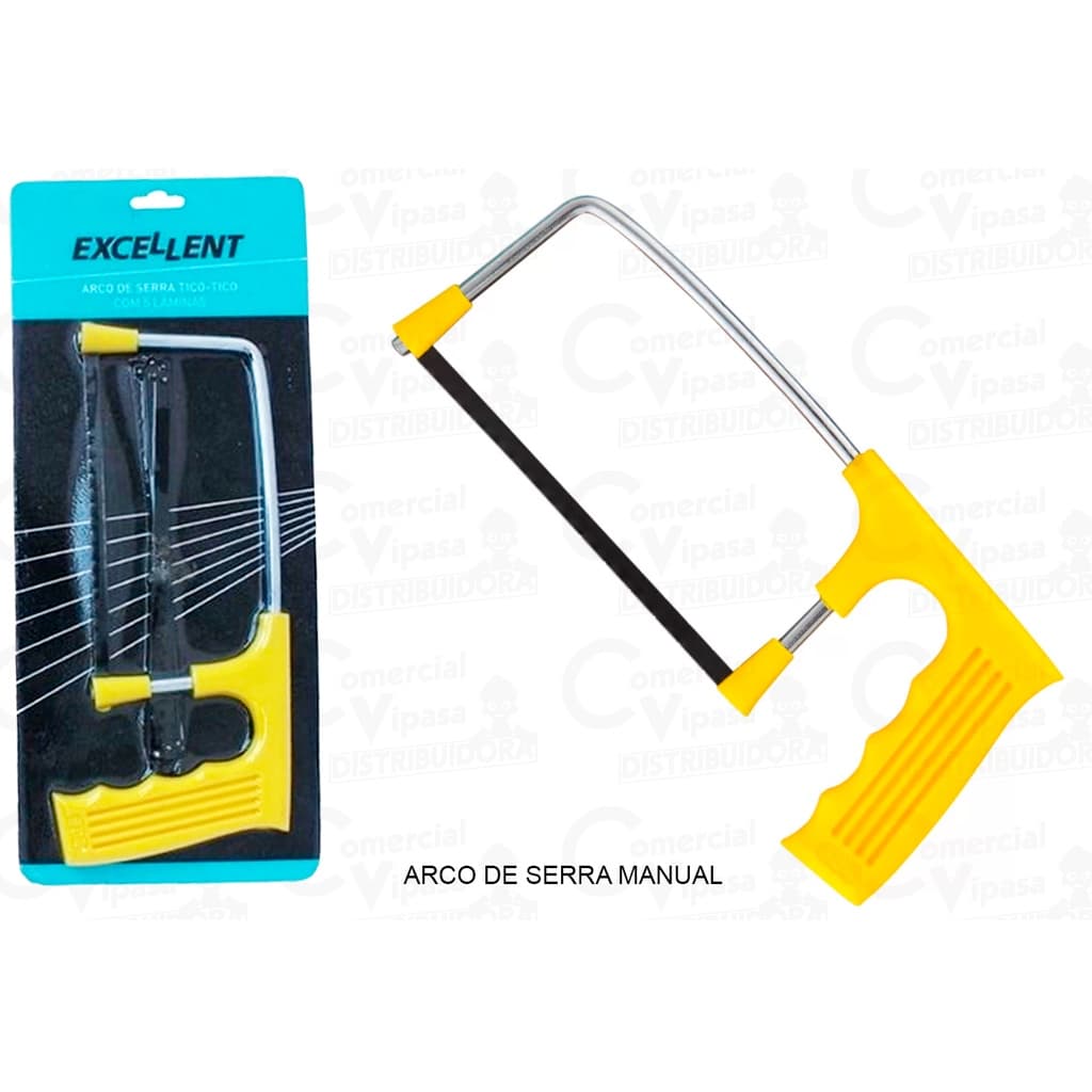 Mini Arco De Serra Tico Tico Com 5 Lâminas Kit Para Serrar Manual Madeira Ferro E PVC Plástico