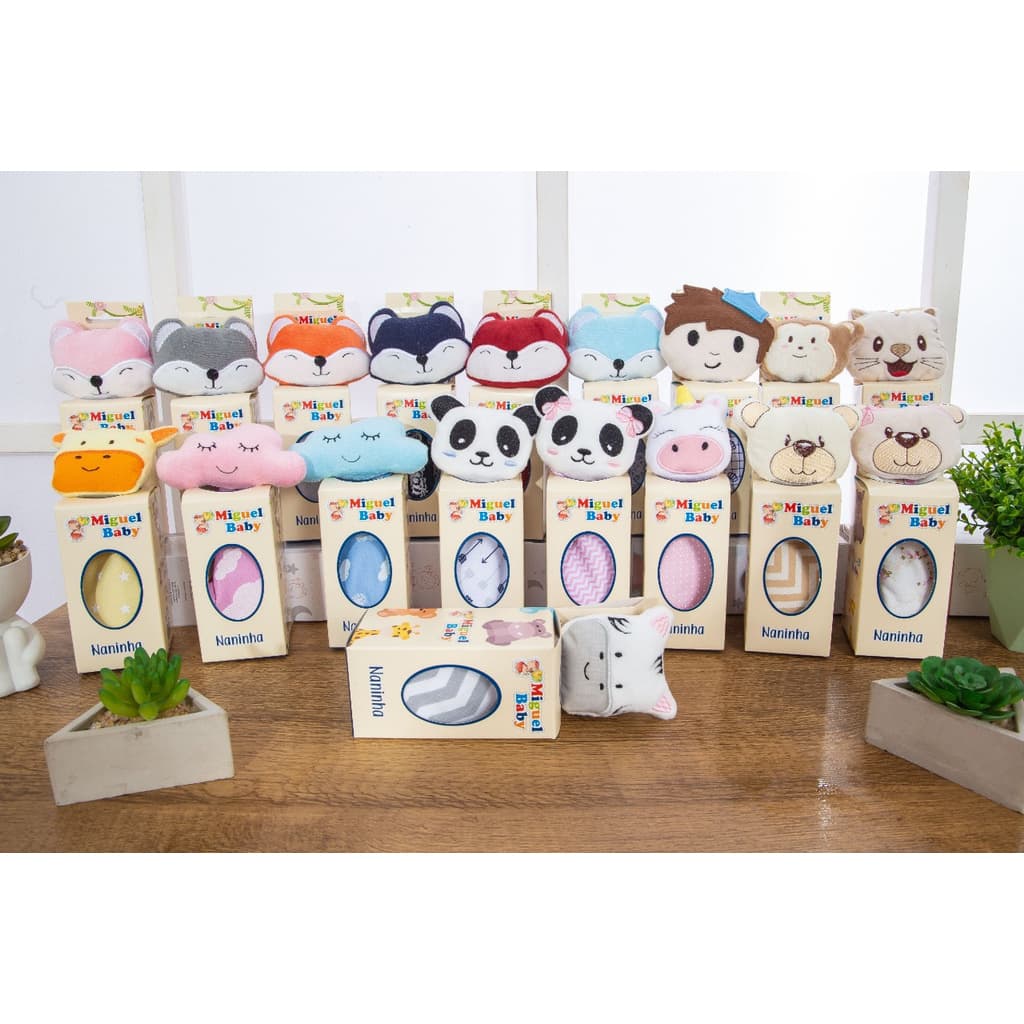 Kit 2 Naninhas Ou Paninho Anti Alérgico Para Bebê De Bichinho Com Porta Chupeta Tudo A Pronta Entrega 100% Algodão Vários Modelos De Bichinhos Diversos Melhor Preço Promoção Full Atacado Diversas Cores Safari