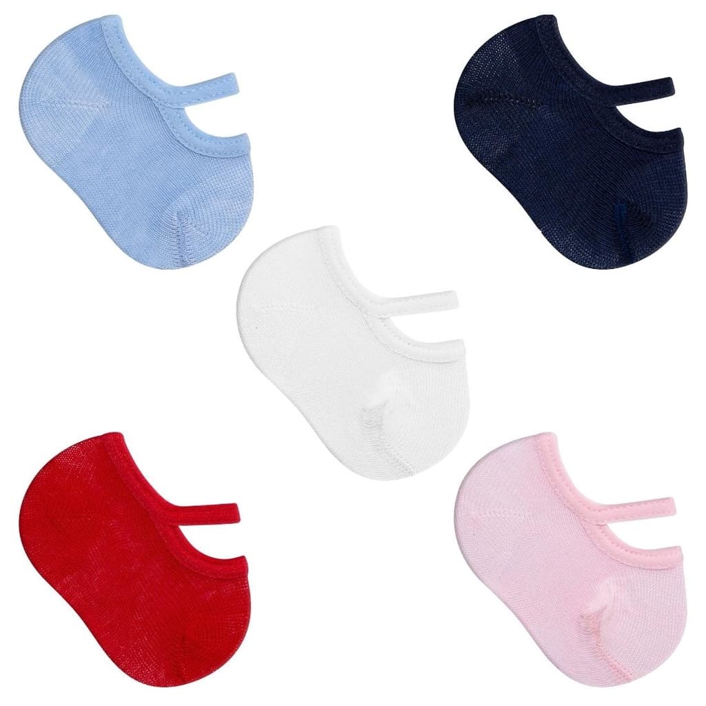 Kit 5 Meias Sapatilha Lisa Bebê Infantil Saída Maternidade Enxoval de Bebe Algodão