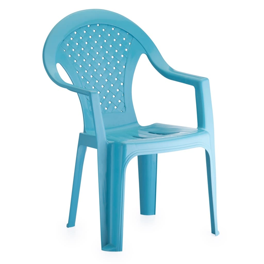 Cadeirinha Infantil Azul Com Encosto Apoio Braço Cadeira Plástico Reforçado Resistente Criança