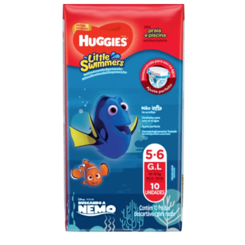 Fralda huggies praia piscina g 10 unidades little swimmers nemo