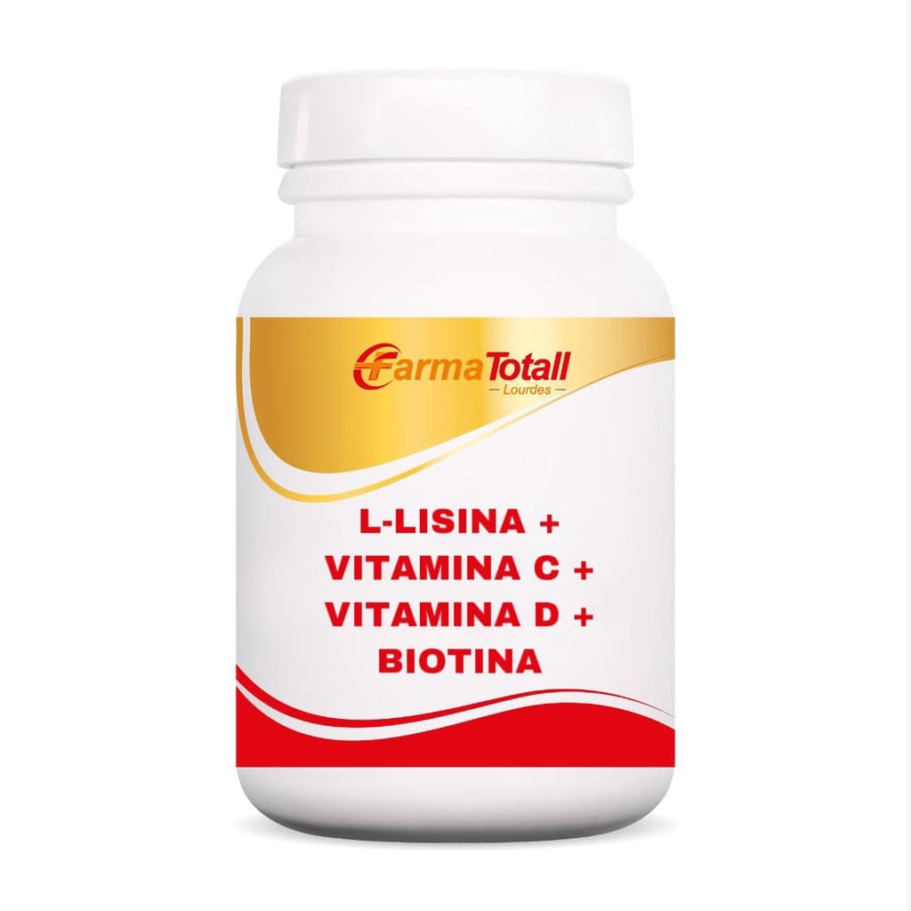 L-lisina + Vitamina C + Vitamina D + Biotina Com 30 Cápsulas