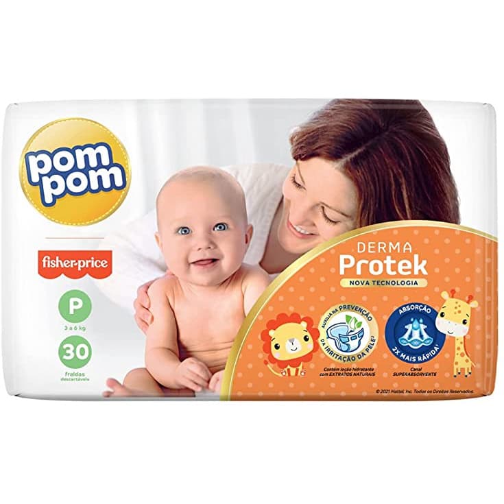 FRALDA POM POM DERMA JUMBO PEQUENA 30 UNIDADES