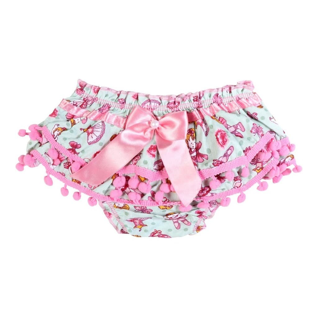 Calcinha Infantil Babado Pompom Estampada Cobre Fralda Bunda Rica Luxo