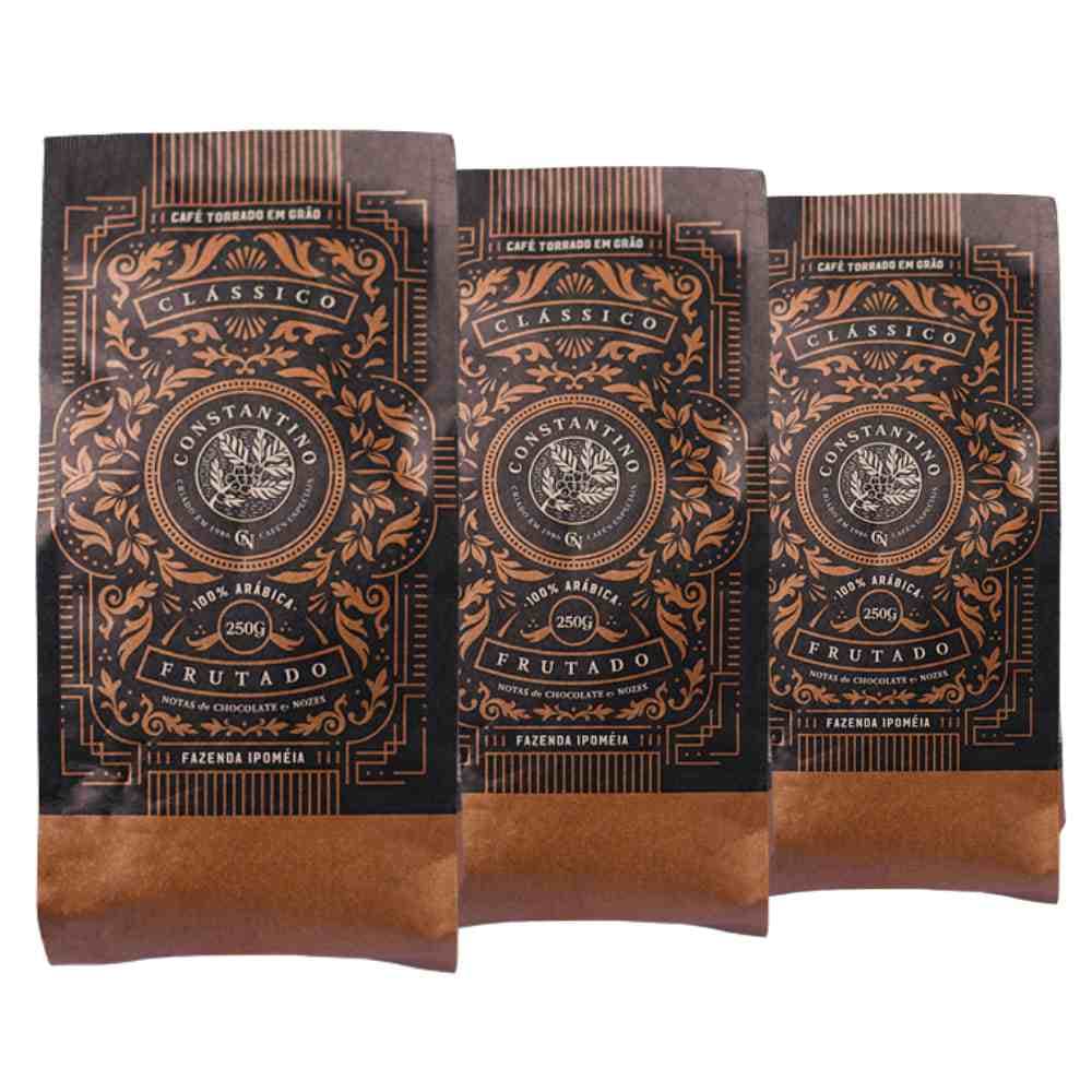 3 Pacotes de 250g, Cafe em Grao, Constantino