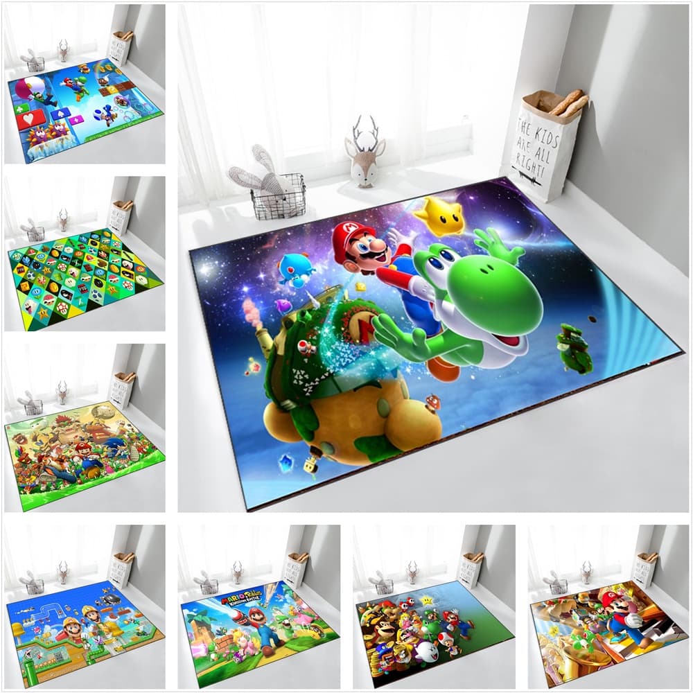 Personalizado Super Mario Mario Brothers Tapete Sala de estar Nintendo Game Anime Antiderrapante Menino Quarto Tapete de