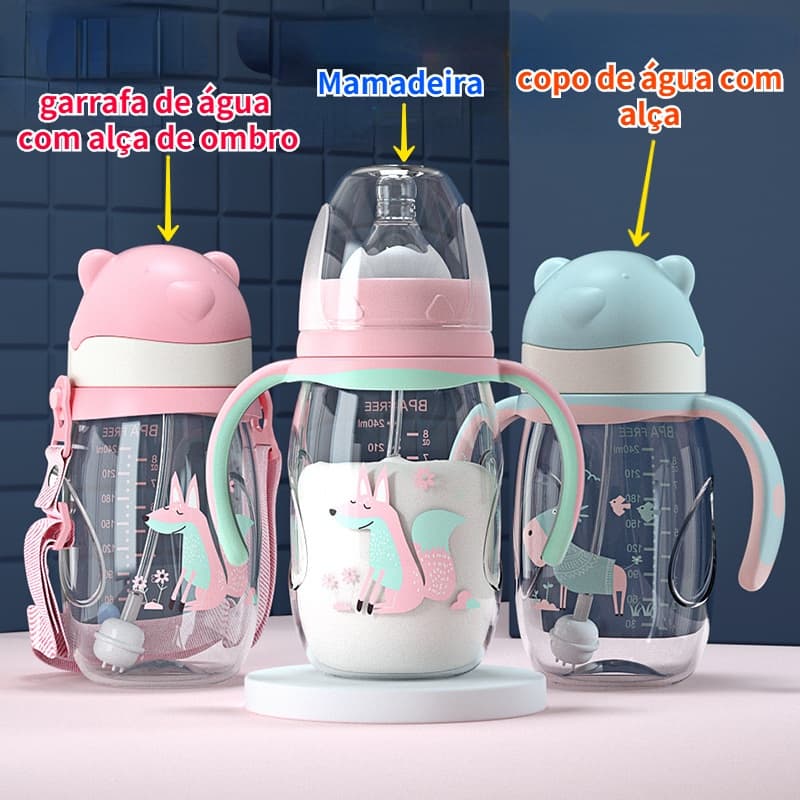 Mamadeira De Plástico Resistente Ao Choque Com Alça De Palha Para Água