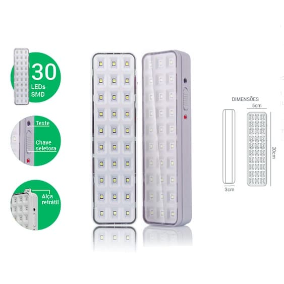 Luminaria Led Emergencia 1,5w 30 Leds Bivolt