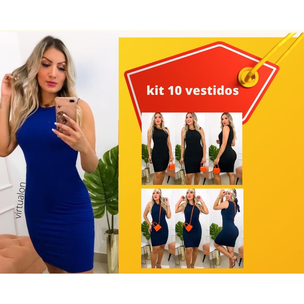 Super Kit 10 Vestidos Atacado Vestido Regata Revenda Promoção. Vestido evangélico/midi