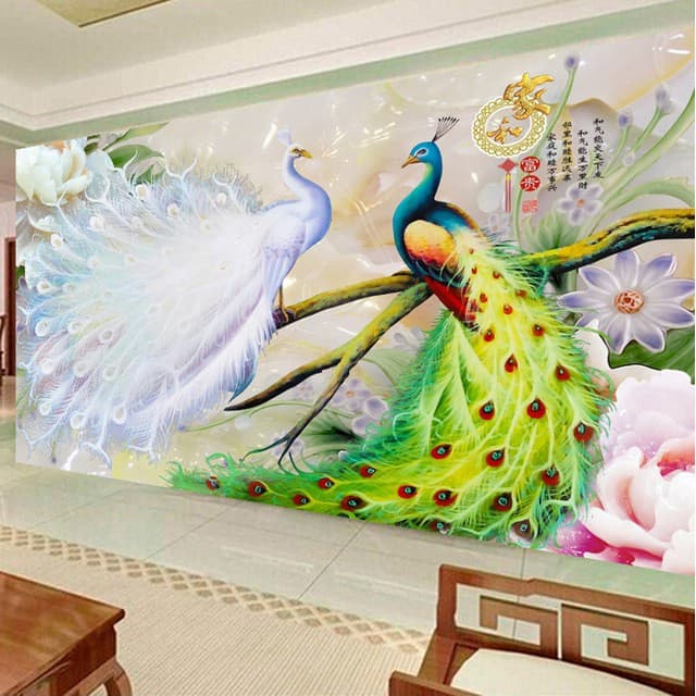 5D Sala de estar Quarto Pintura Diamante Pintura Decorativa 5D Pintura Diamante DIY Sala de Estar Pavão Ponto Cruz Flore