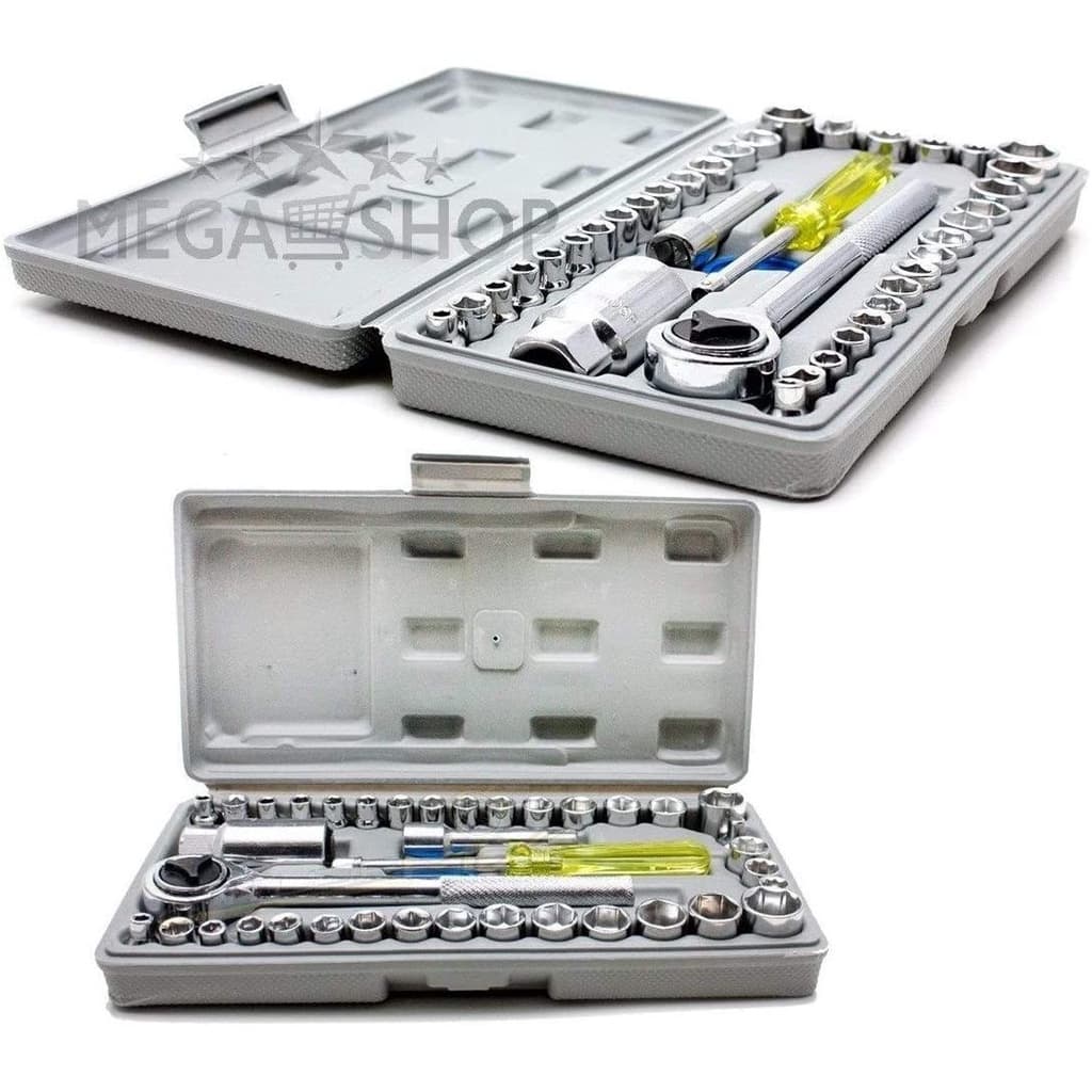 Kit Jogo Chave Catraca Reversível + Jogo de Soquete 40 Peças + Maleta