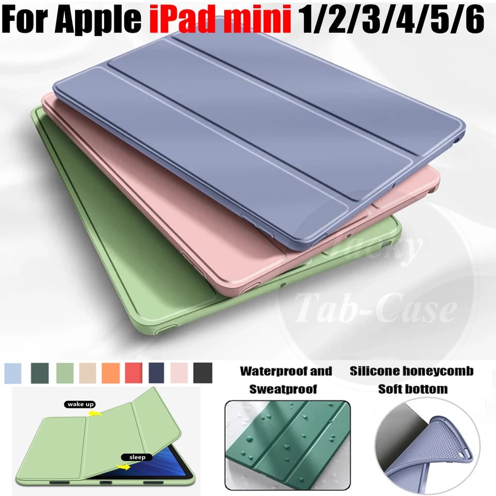 Capa De Couro De Pele PU Para iPad Apple mini 1 2 3 4 5 6 7.9 8.3 Polegadas mini5 mini3/7 A17 Pro Silicone Dobrável