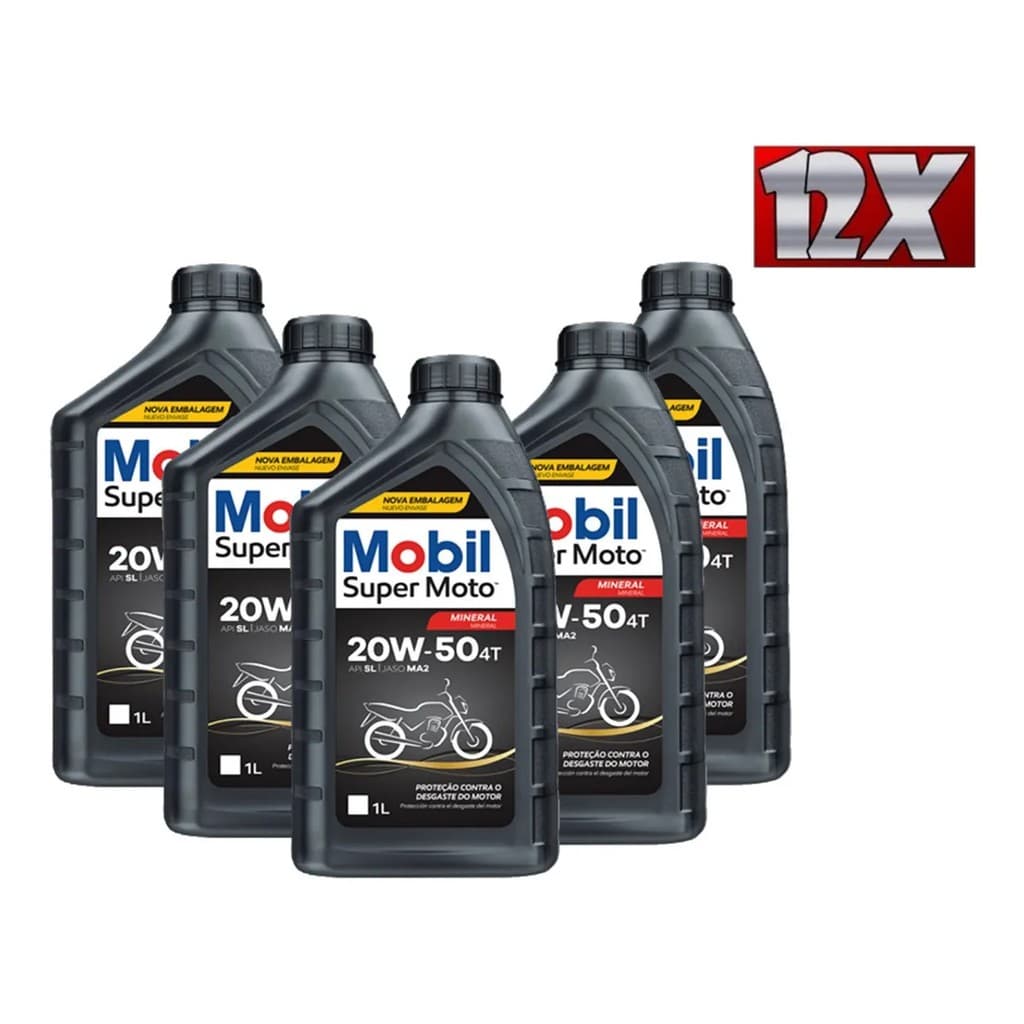 Oleo De Moto Mobil Super Moto 20w50 Mineral 4t 12 Litros