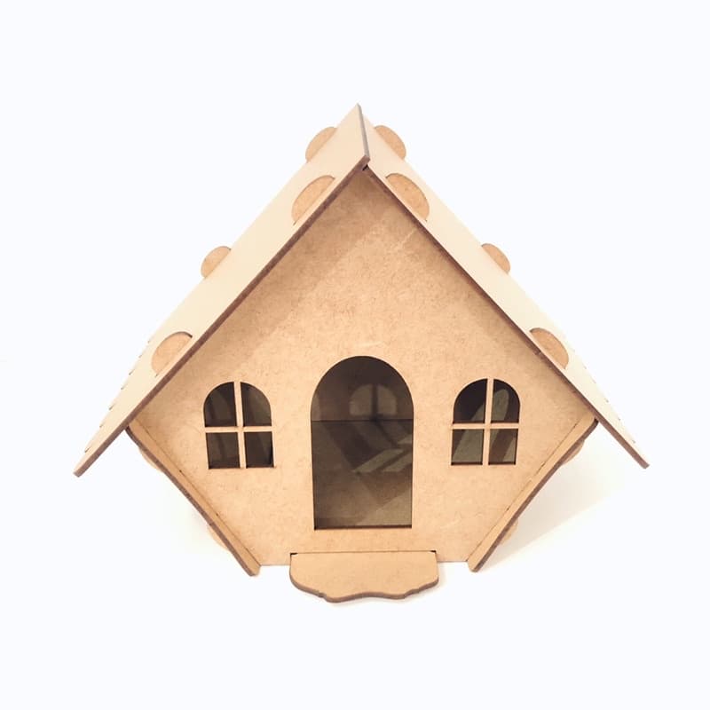 Casa Ninho Passarinho 22cm C/ Telhado Removível Decoração Mdf