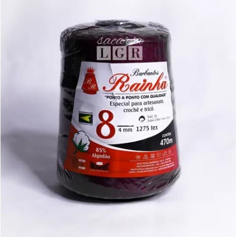 Barbante Para Crochê Tricô Rainha 8 Fios 470m Vinho