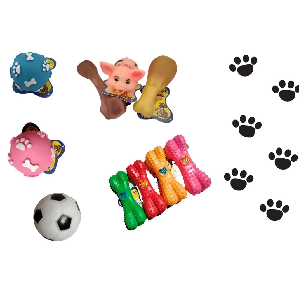 Kit 10 Mordedores Para Cachorro Brinquedos Sonoros  - coisas para cachorros, filhotes, pets - brinquedo para cachorro, filhote, cães, animais - brinquedo de cachorros, caes - brinquedo pet - kit brinquedo cachorros