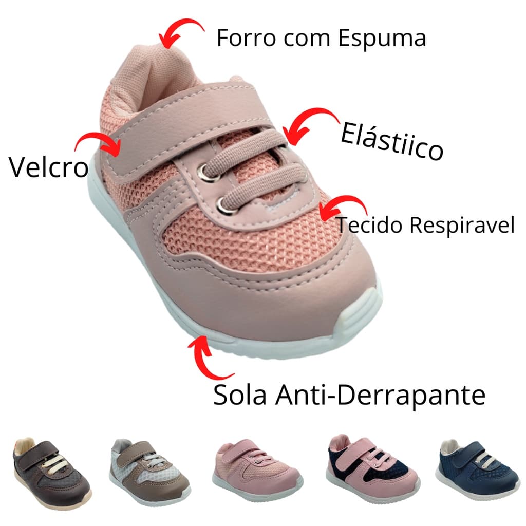 Tenis Infantil Unissex Menina Calçado Masculino Menino Velcro Pratico Confortável Lançamento
