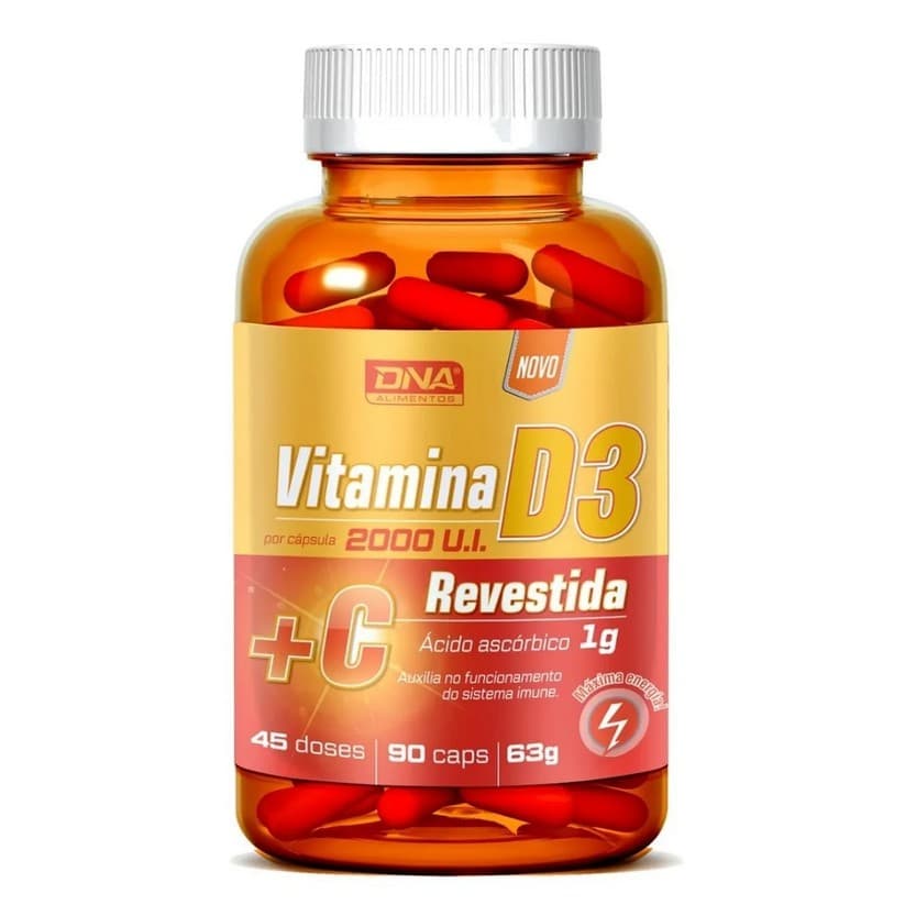 Vitamina D3 2.000ui + Ácido Ascóbico Vitamina C 1g 90 cáps Dna