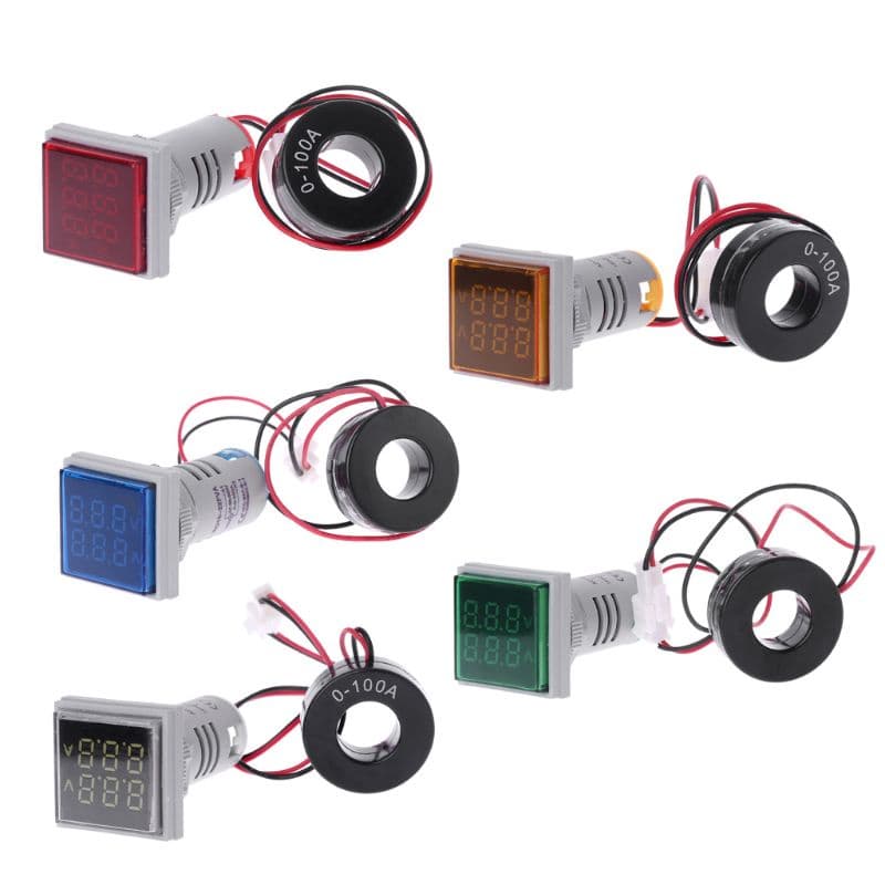 Double LED Display Voltmeter Digital Voltage Tester Current Detector Square