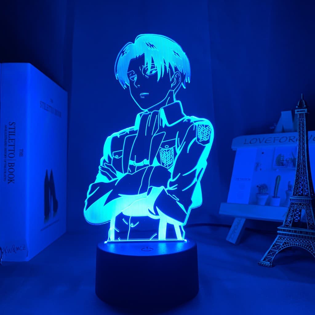 Anime Attack on Titan Capitão Levi Ackerman Figure Luminária LED 3D Noturna Figura Noite Luz Luminária acrílico led 3d