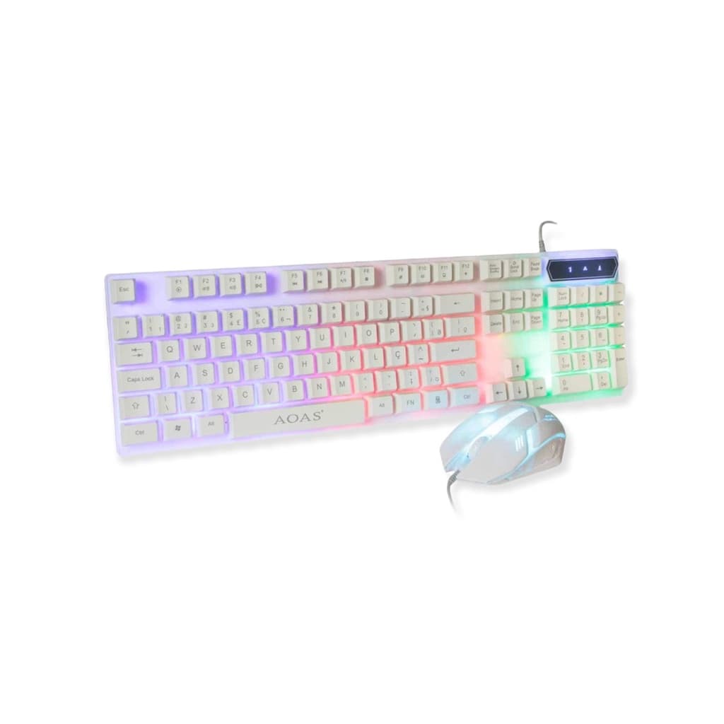 Kit Teclado e mouse gamer  RGB Semi-mecânico em protuguês