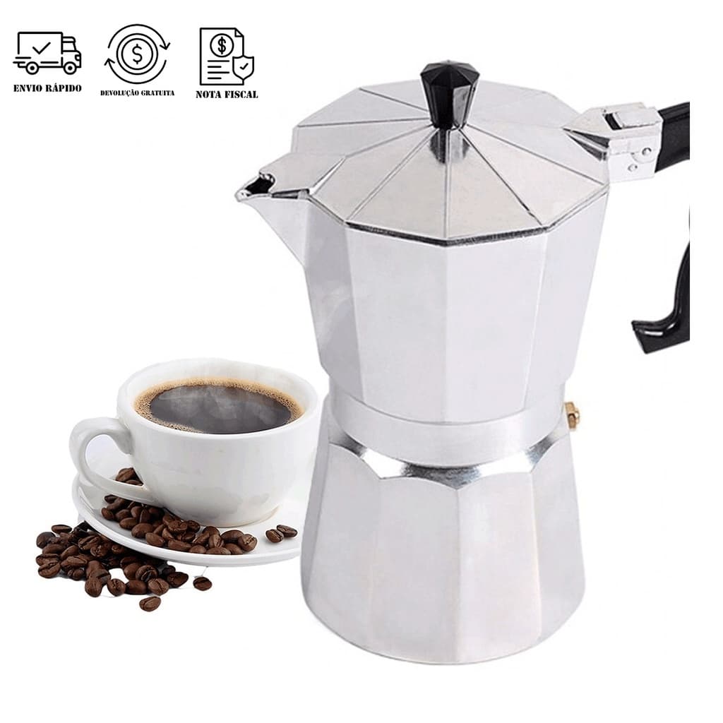 Cafeteira Italiana de Alumínio Café Expresso 3 e 6 Xícaras Cafeteira Italiana Moka Express Café Aço