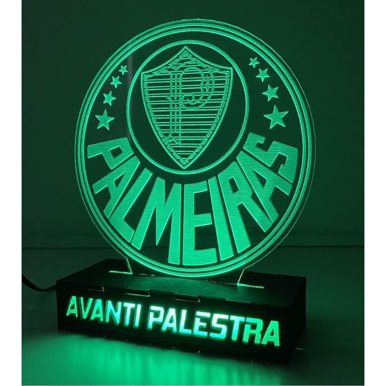 Luminária Palmeiras Time Luminária Mancha Verde Com Nome Personalizado LED 3D