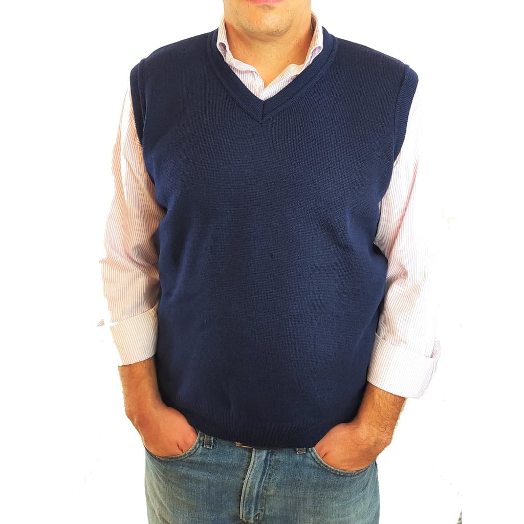 Colete social malha em lã pullover tricô gola V masculino