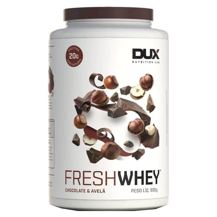 Suplemento Fresh Whey Dux Nutrition Protein Sabor Chocolate Belga E Avelã Em Pote De 900g