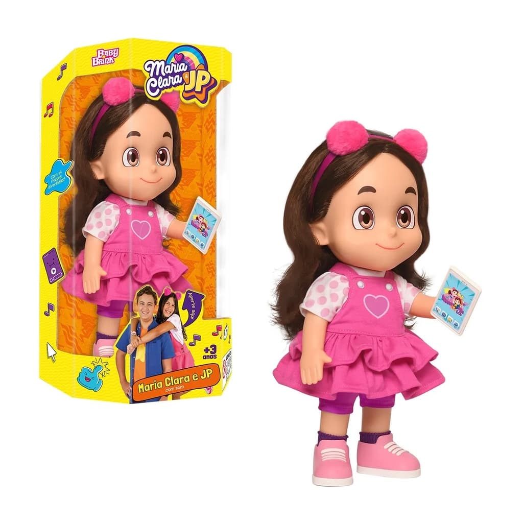 Brinquedo Boneca Articulada Youtuber Maria Clara 30cm C/ Celular E 14 Frases Divertidas  Rosita 1055
